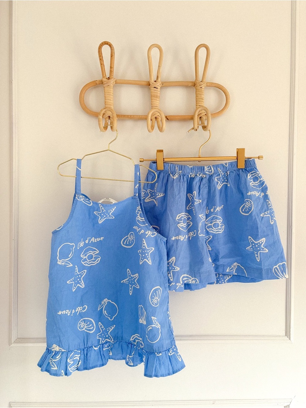 H&M Blue Starfish & Seashell Girls Matching Top and Shorts Set